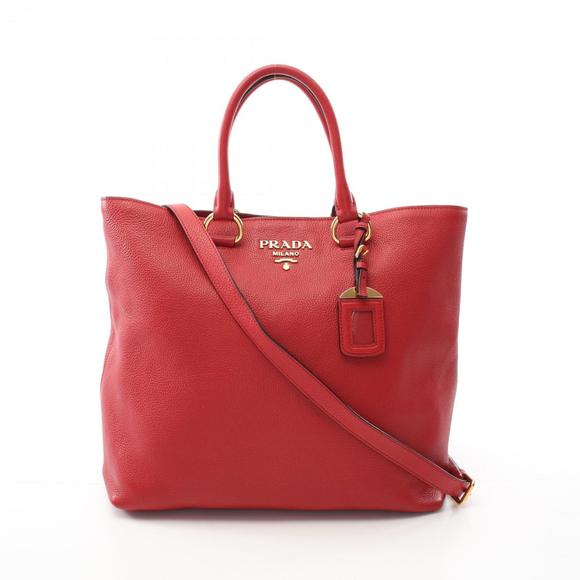 Prada Vitello Phenix Tote Bag, Leather, Women's, Red, 1BG865 - Picture 1 of 9